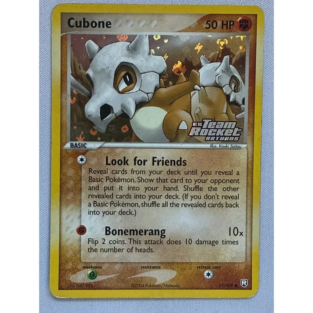 Pokémon Cubone 51/109 EX Team Rocket Returns 2004 Reverse Holo Stamped Card MP